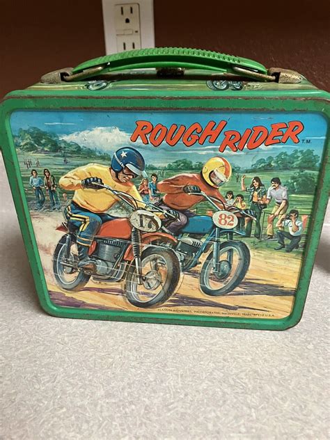 VTG 1973 Rough Rider Motorcycle Bike Race Aladdin Metal 